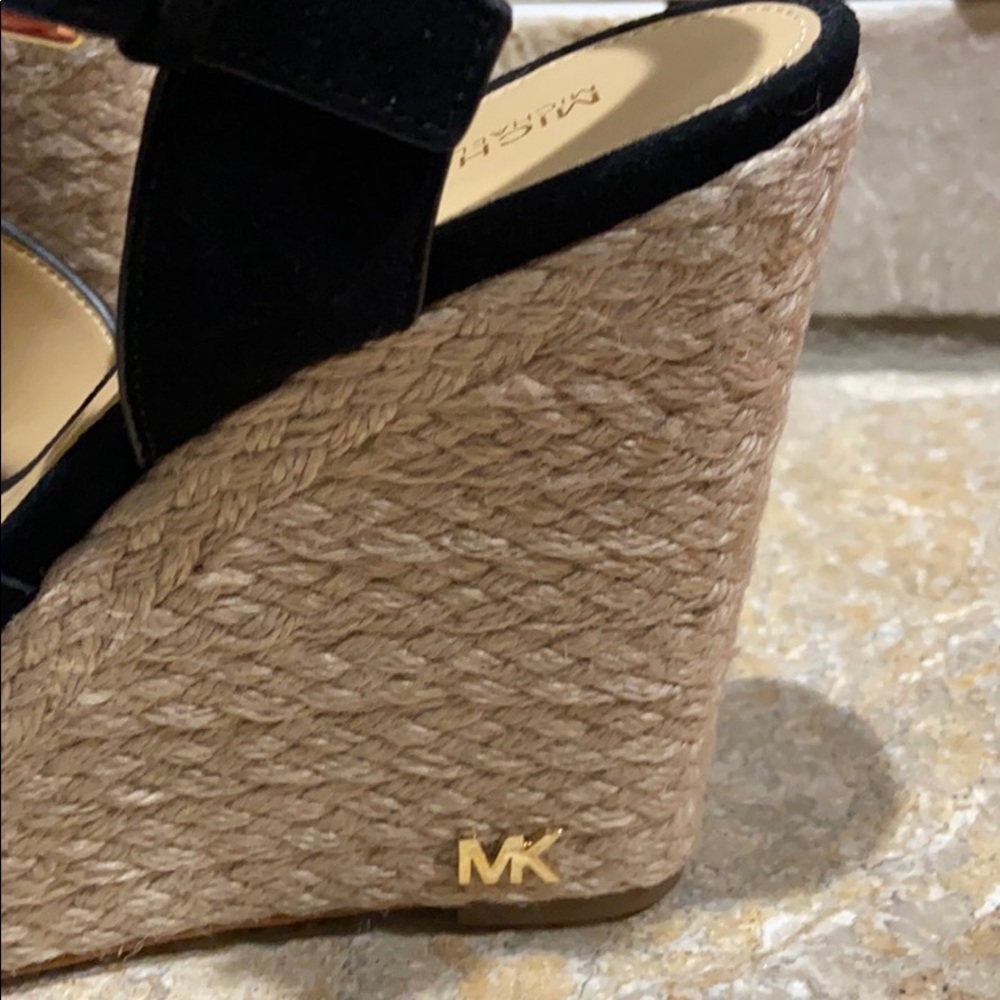 NEW, Michael Kors, black genuine suede 4” wedges - Picture 3 of 8